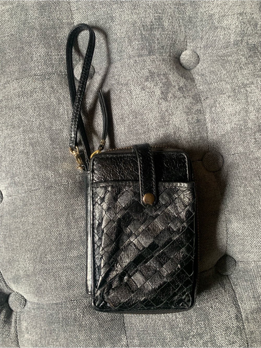 Elliott Lucca Black Woven Leather Wallet